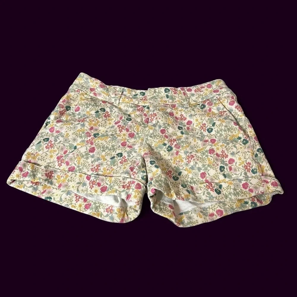 Korye Floral Cuffed Hem Shorts Womens 28 Cottagecore